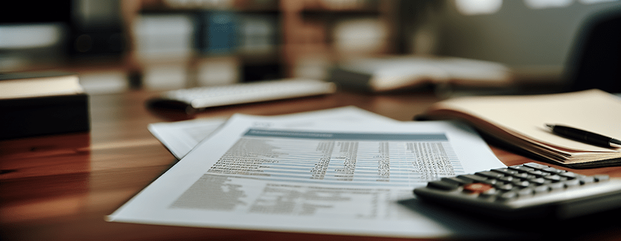 paperwork and calculator on table