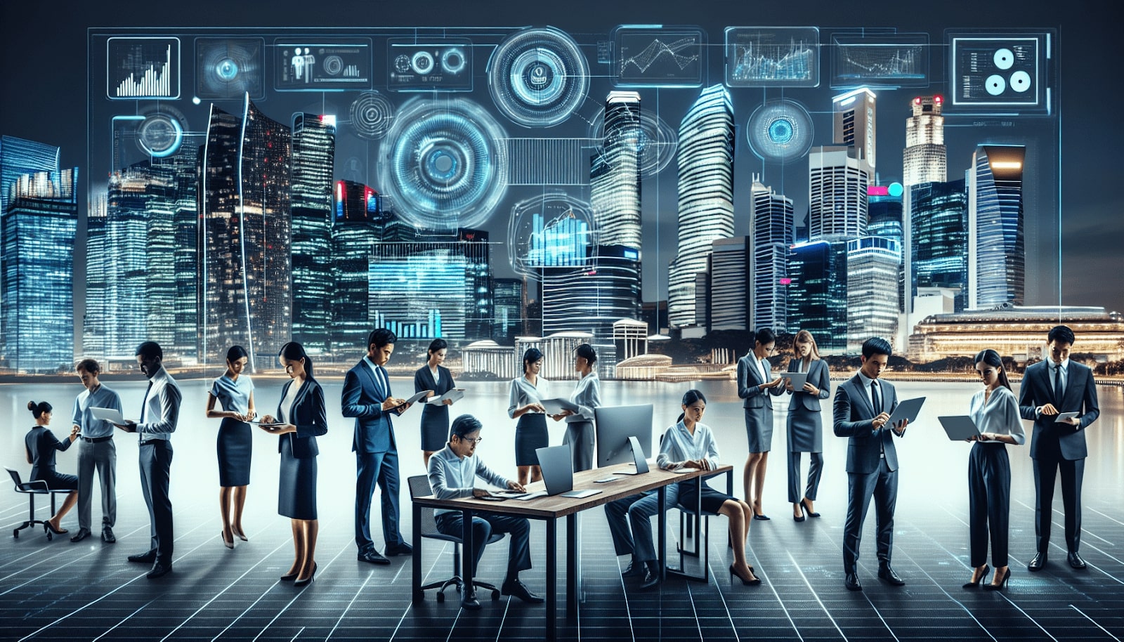 employees against singapore business backdrop